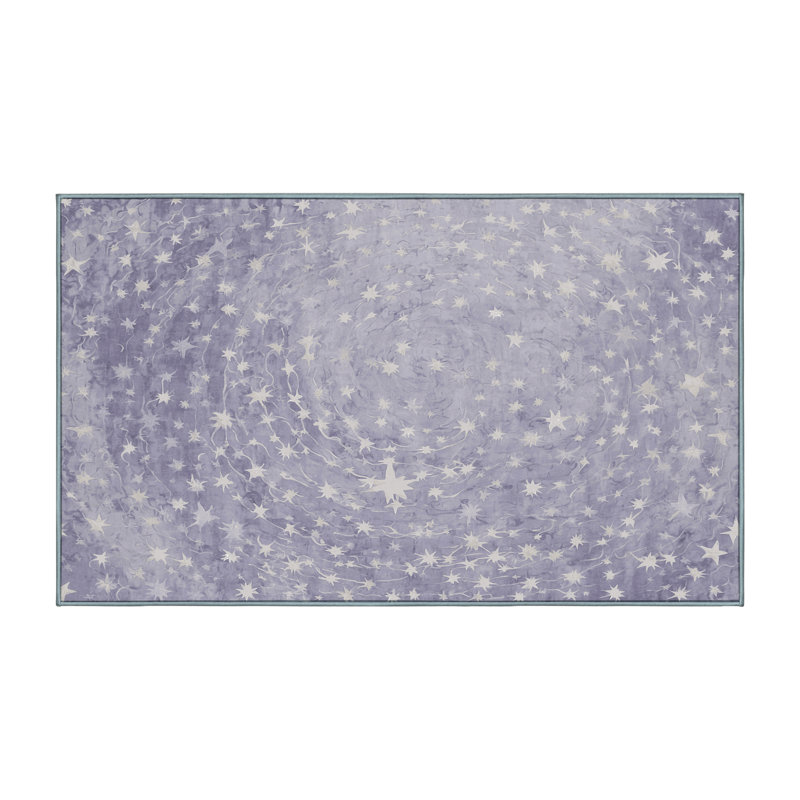 Machine Washable Blue Area Rug, Runner  2' x 4'
