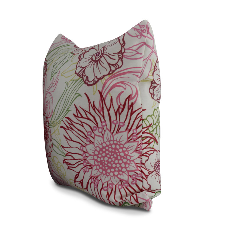  Housse et insert de coussin extérieur d'extérieur, 16" x 16", Rouge, Floral 2