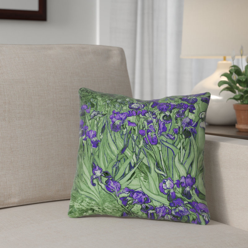 Coussin Morley, 14 po x 14 po, Vert / Mauve, Polyester / bourre de polyester