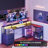 Reversible LED L-Shaped Gray Desk with Storage and Power Outlet-999217587