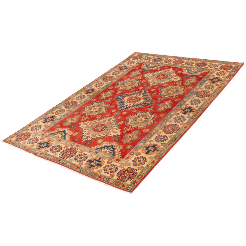 Tapis rouge nouvel âge en laine 6 pi 6 po x 9 pi 8 po Ostadar