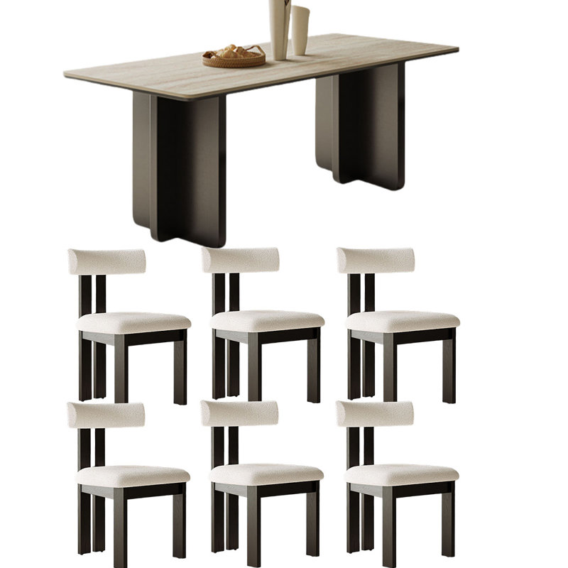 Table de salle à manger rectangulaire moderne avec planche de pierre, H 29,5 po x L 55,1 po x l 31,5 po