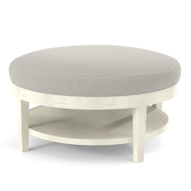 Repose-pieds Midtown, Tissu performance blanc 0851-94, Finition blanc givré antique