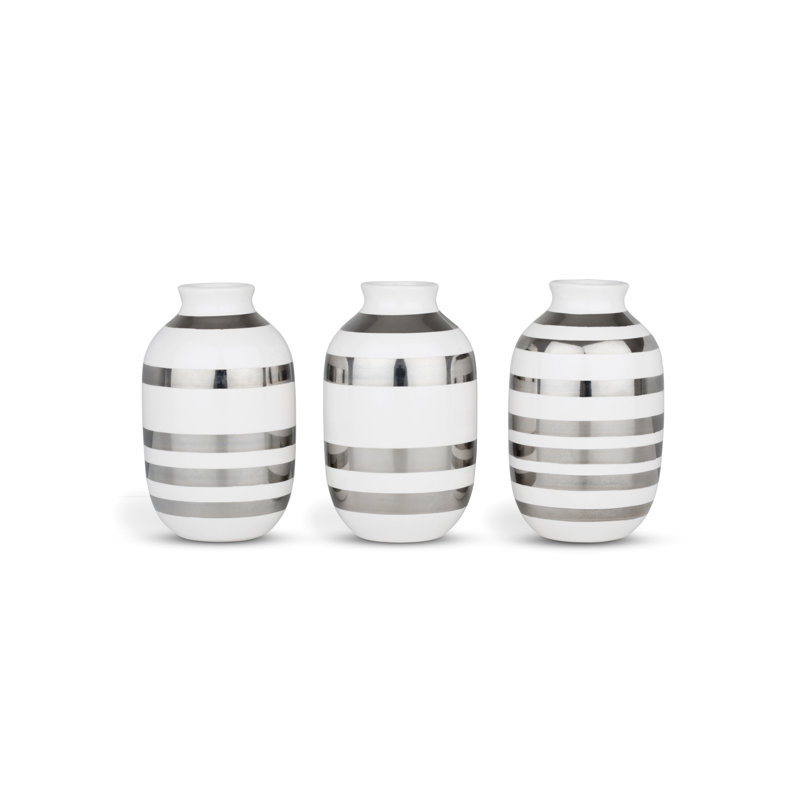 Omaggio Stoneware Table Vase, Silver/White