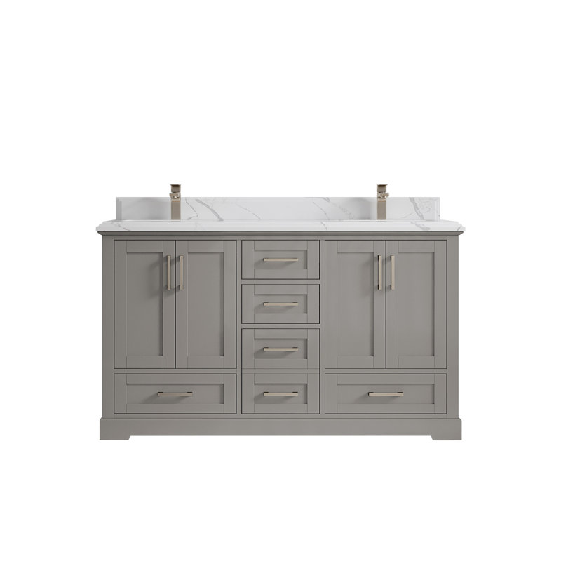 Ensemble de meuble-lavabo double 60 po Esin, Calacatta Laza