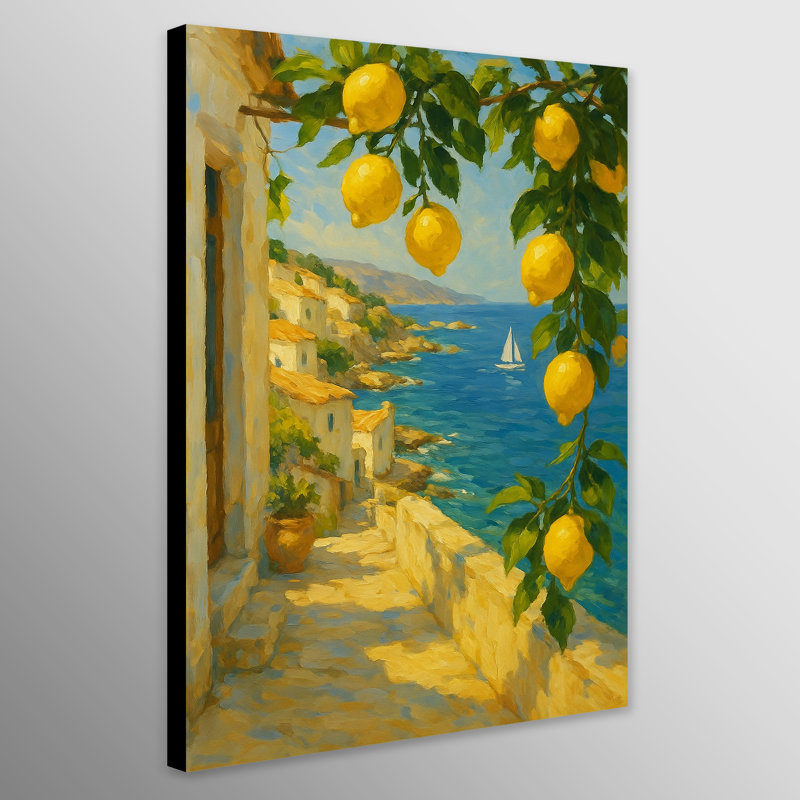 Lemon Breeze on the Amalfi Coast Wall Art - Canvas Framed Print, 61 cm H x 41 cm W