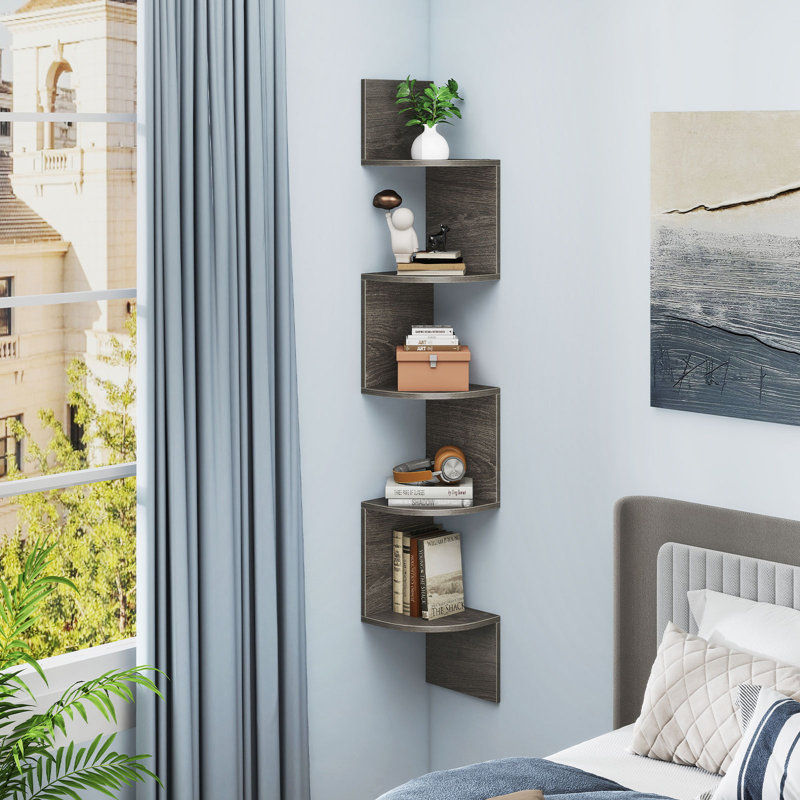 126cm H x 20cm W Corner Bookcase, Grey