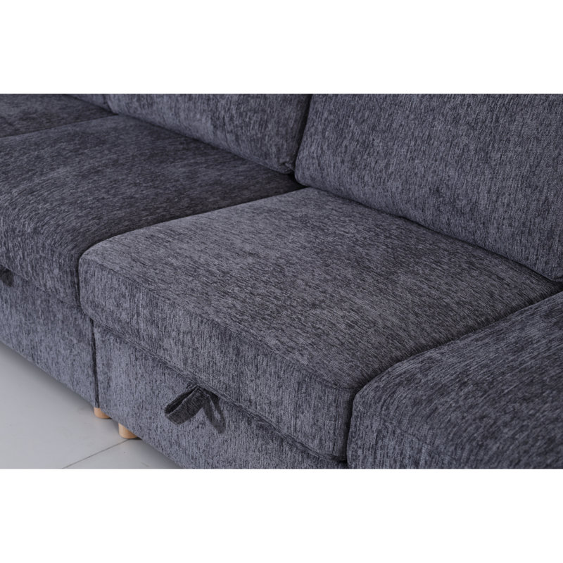 Canapé modulaire modulaire avec rangement convertible, ensemble de tissu pliant multifonctionnel pour 6 personnes en gris