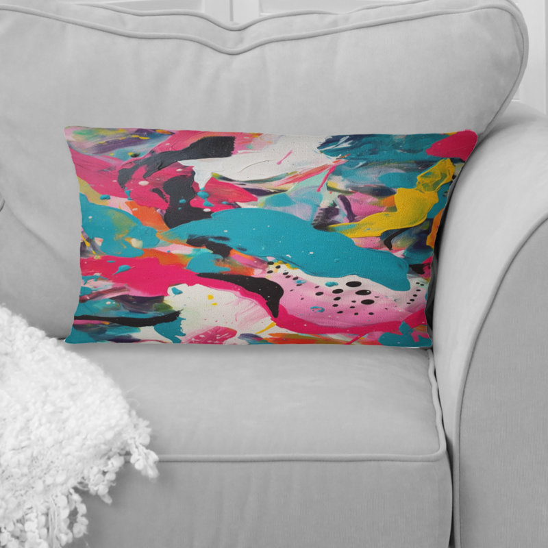 Coussin décoratif rose et turquoise Abstract Enigma III