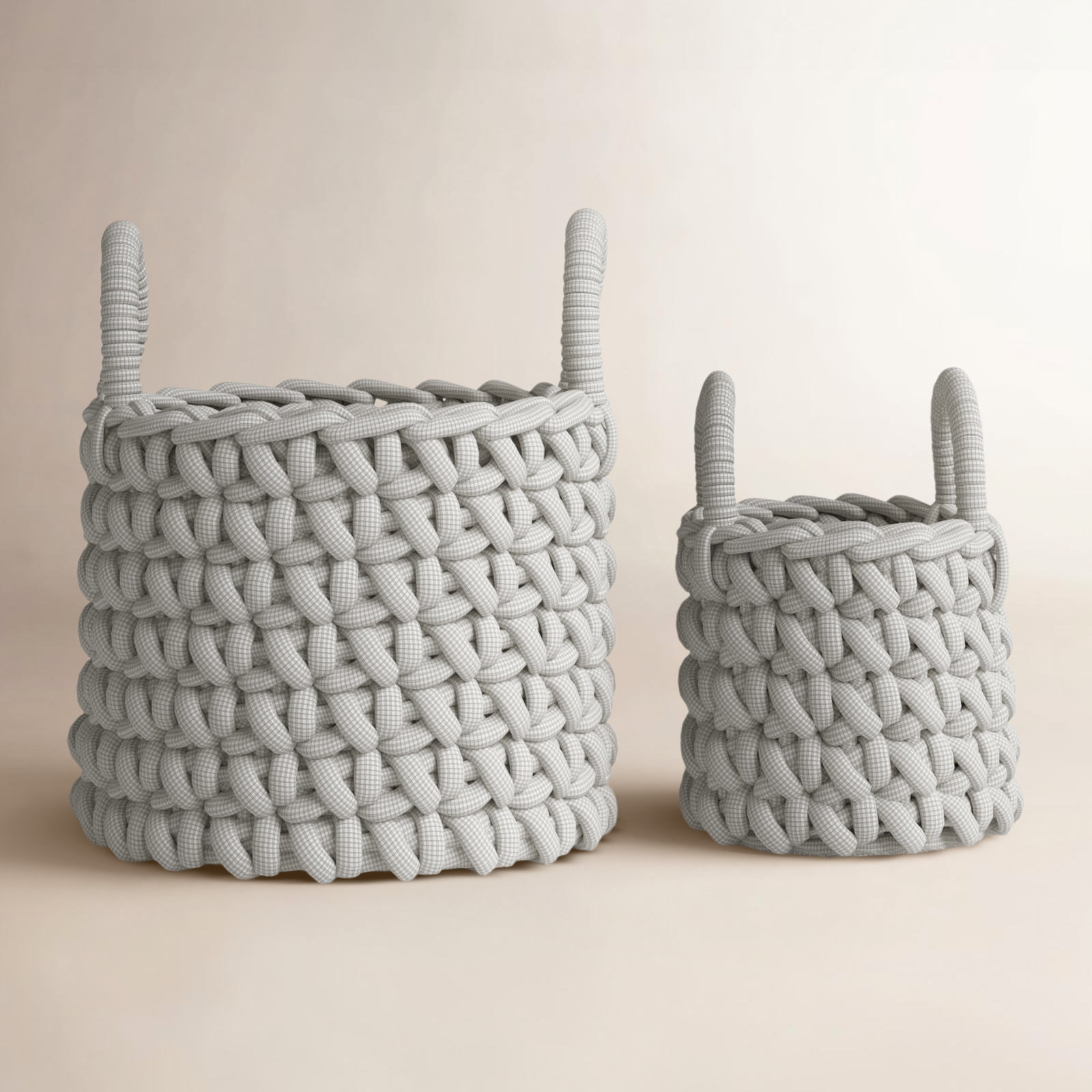Handmade Fabric Decorative Basket - Set of 2