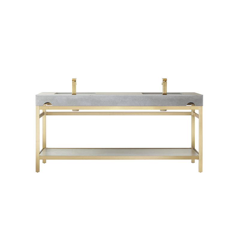 Ensemble de meuble-lavabo double 72 po Funes, Dalle de pierre calcaire, Noir mat, Noir mat