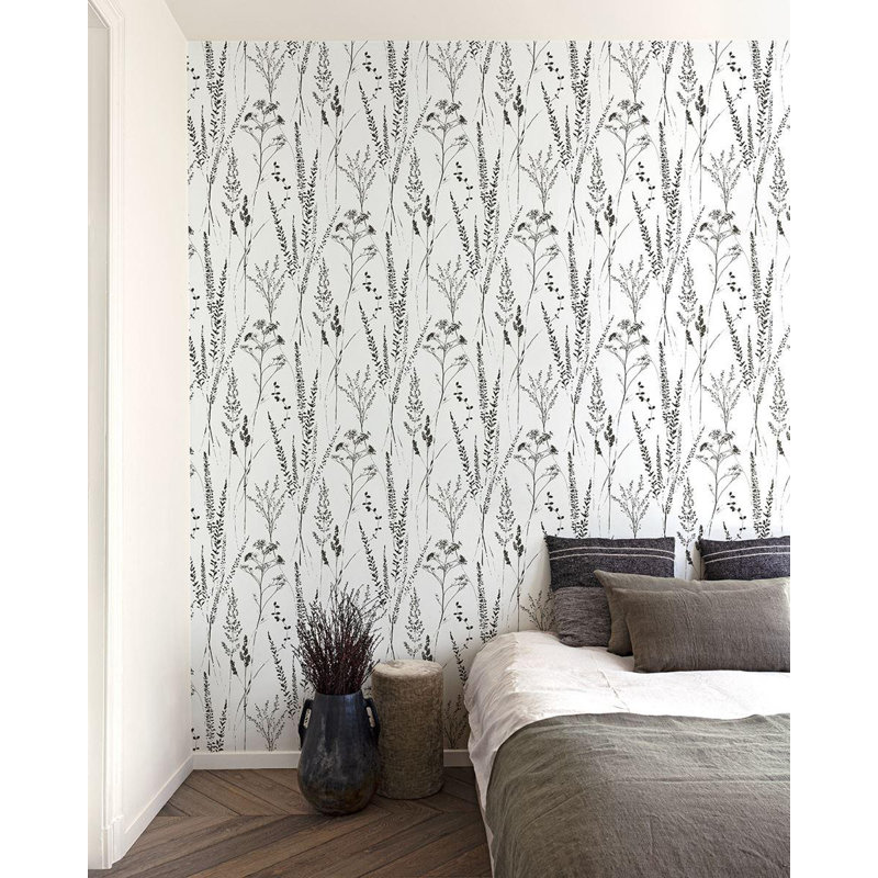 Rouleau de papier peint tropical L 33 pi x l 21 po Naxhie, Blanc