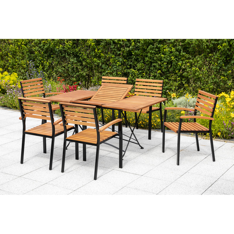 Stretford 6 - Person Patio Dining Set with Extendable Rectangular Table