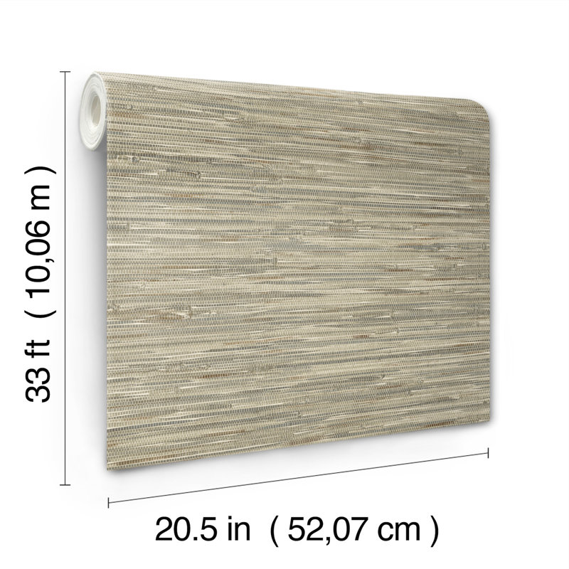 Exhale Light Brown Woven Faux Grasscloth Wallpaper, Olive