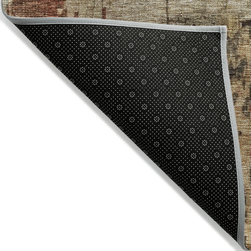 Tapis d'extérieur lavable kaki 9 pi x 12 pi gris anthracite et terre cuite