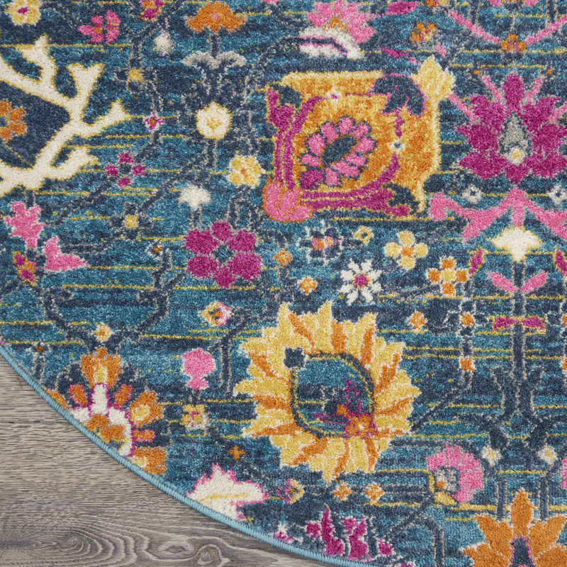 Floral Indoor Rug, Round 5'3"