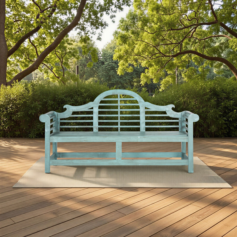 Banc de jardin en bois Kalandria, Bleu maisonnette de plage