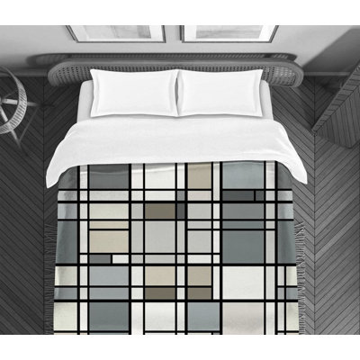 Mondrian Bedding Geometric Comforter Black