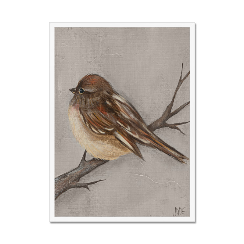 Winter Bird III by Jade Reynolds - Painting, 80cm H x 55cm W, White Framed Paper Print