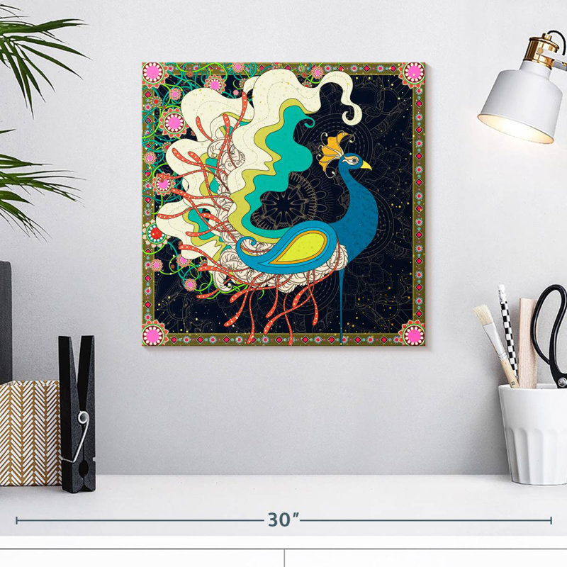 Paon bleu charmant Brampt, H 16 po x l 16 po
