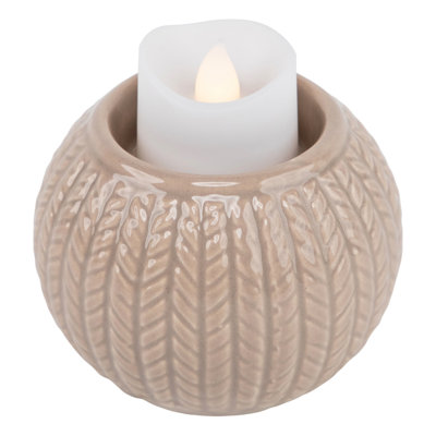 Porte-bougie de Noël en céramique tricoté