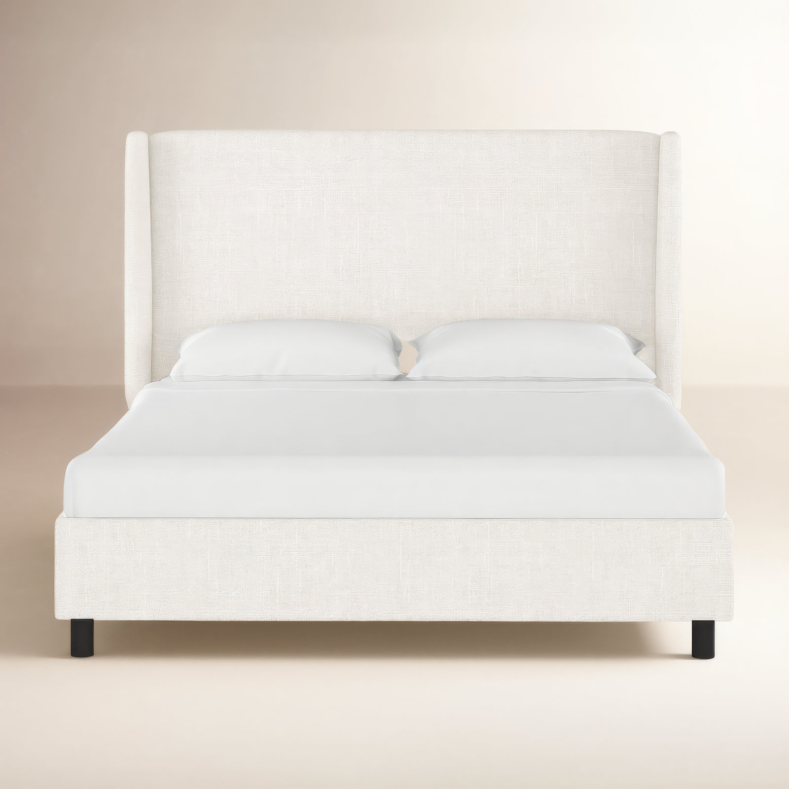 Tilly Linen Upholstered Wingback Bed, Twin, Zuma White Textured Linen