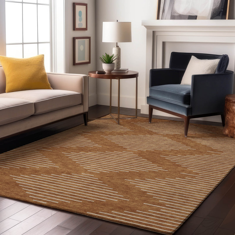 Tapis géométrique Premium lavable à la machine Colmenero AMF1016, Rectangle 5 pi x 7 pi 6 po