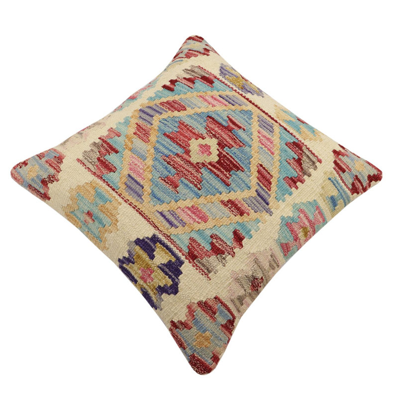 Oreiller rustique en kilim tissé à la main Caballer - 17 po x 18 po Rustic, H 18 po x l 19 po