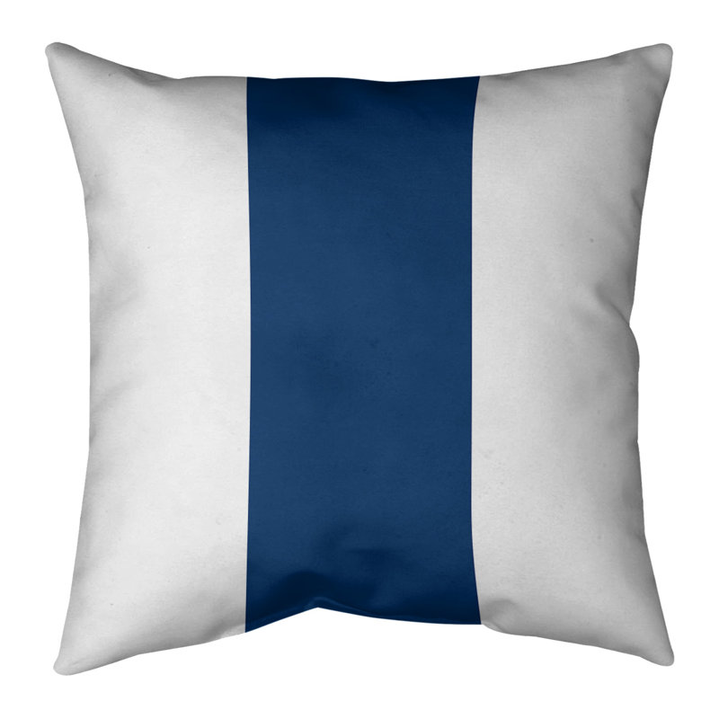 Striped Linen Reversible Throw Pillow, White/Navy, 16" x 16"