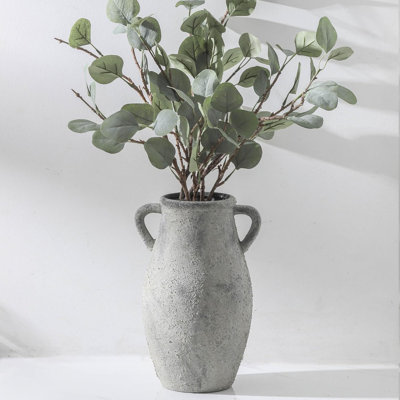 Large Ceramic Farmhouse Vase With Handles, Rustic Flower Vase For Home Decor, Living Room Centerpiece, Entryway Table Decor, Handmade Waterproof Vase For Fresh Or Dried Flowers