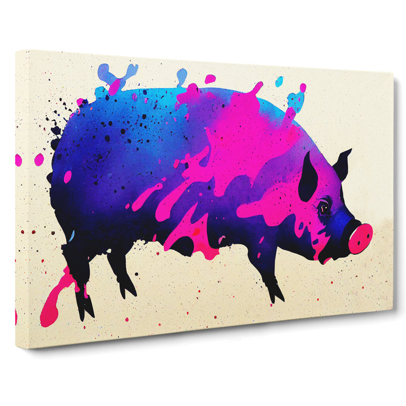 Pig Splash Abstract - Wrapped Canvas, 35cm H x 50cm W x 3cm D