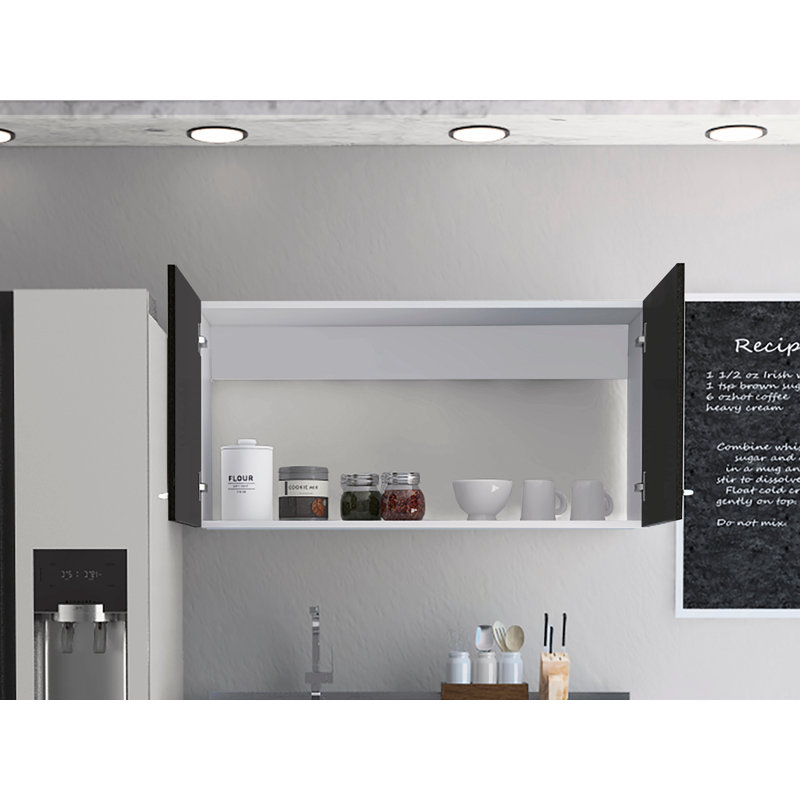 Armoire murale Toran, deux tablettes, porte double, Noir