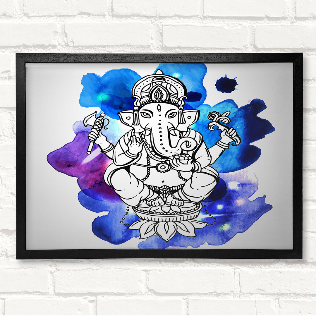 Hindu Gott Ganesha 5 Gerahmter Druck