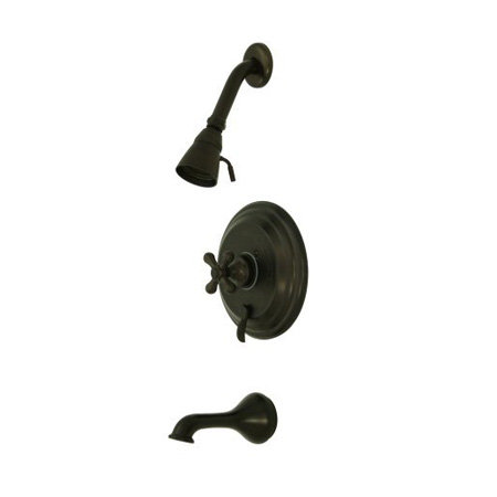 Heritage Pressure Balanced Dual Function Tub and Shower Faucet with Metal Cross Handles, Oil Rubbed Bronze