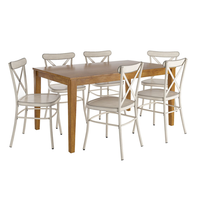Aliha 6 - Person Solid Wood Top Four Leg Dining Set, Antique White