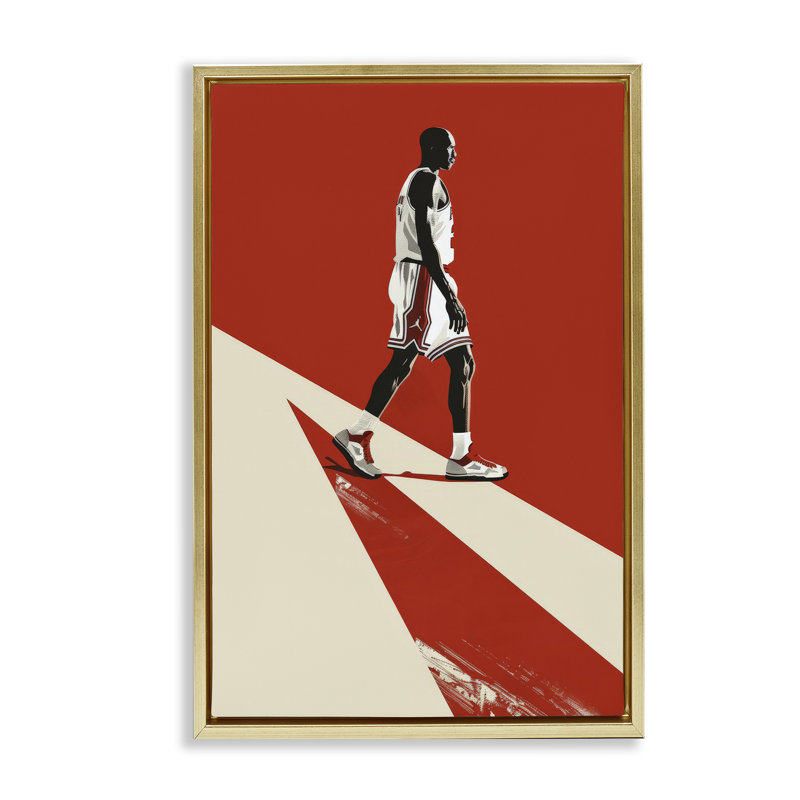 Cadre flottant Retro Basketball Legend, design par Ray Powers, H 25 po x l 17 po, Cadre flottant métallique doré