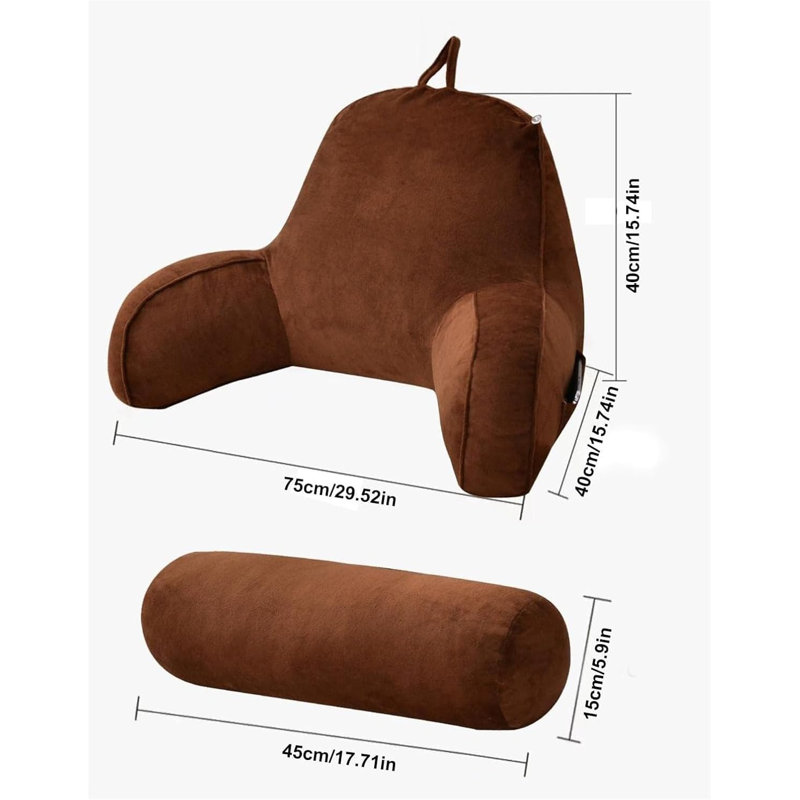 Coussin de lecture en cristal avec accoudoirs et coussin rond, Brun