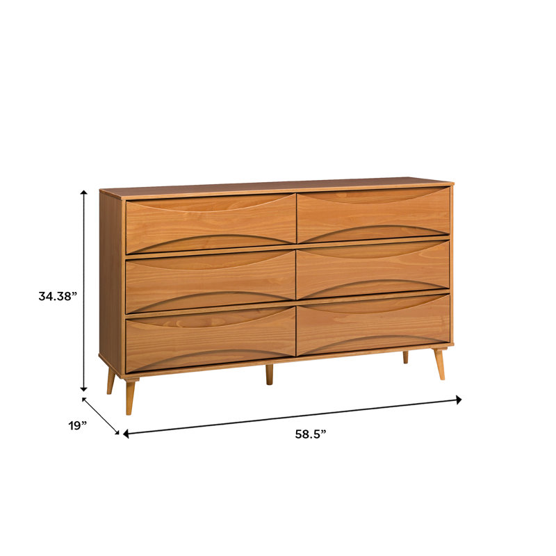 Amoakuh 6 Drawer Solid Wood Double Dresser