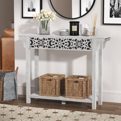 Ariba Traditional 43.3" W Decorative Cutout Entryway Console Table
