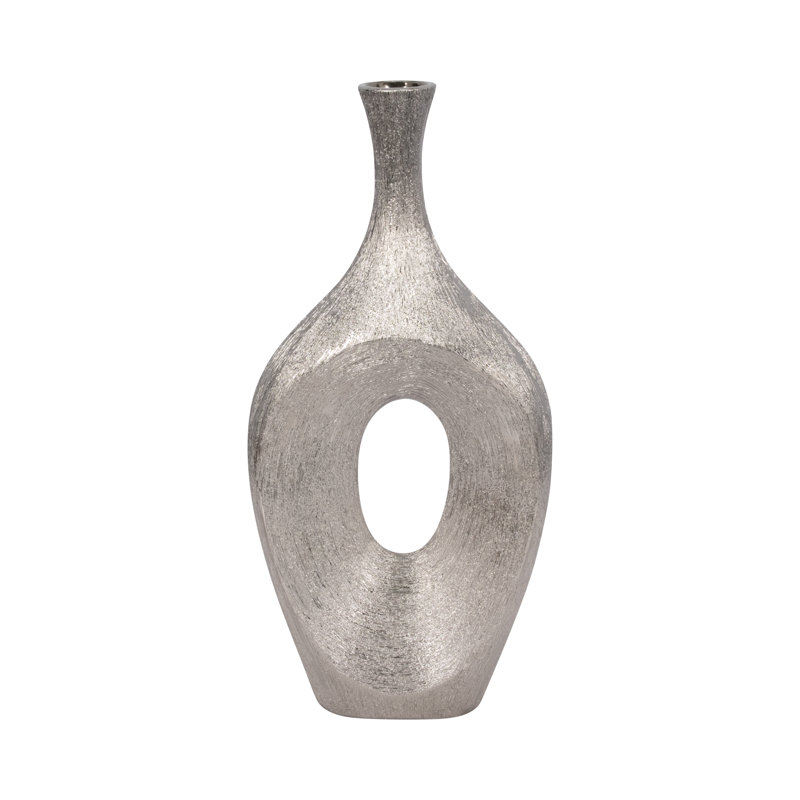 Ethean Decorative Stoneware Ceramic Vase with Sculptural Modern Silhouette and Textured Oval Body for Contemporary Display Appeal