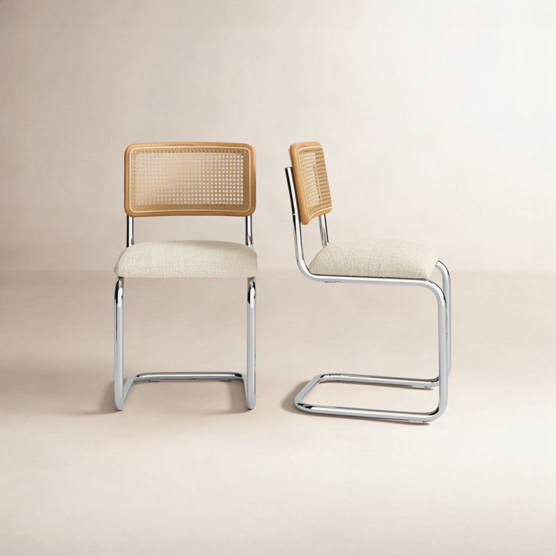 Walsh Boucle Side Chair, White Boucle, Chrome