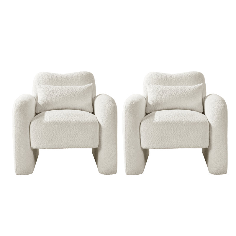 Fauteuil rembourré avec coussin lombaire l 33 po Fidele, Ivoire ivoire