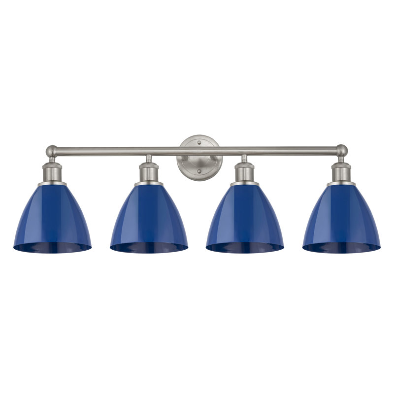 Éclairage pour meuble-lavabo à 4 lumières à intensité variable Amylee, Nickel satiné, Bleu