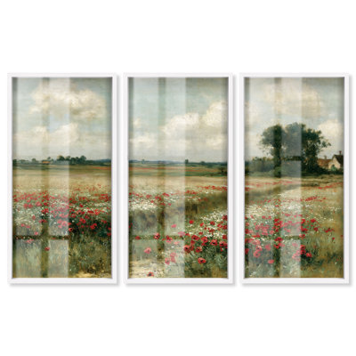 «Rose Field I Shadowbox Print» par Art Remedy, ensemble de 3