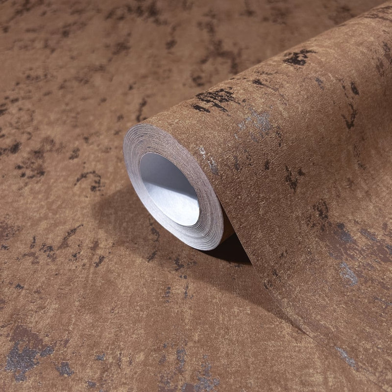 City Romance Collection Metallic Worn Plaster Wallpaper Roll, Bronze