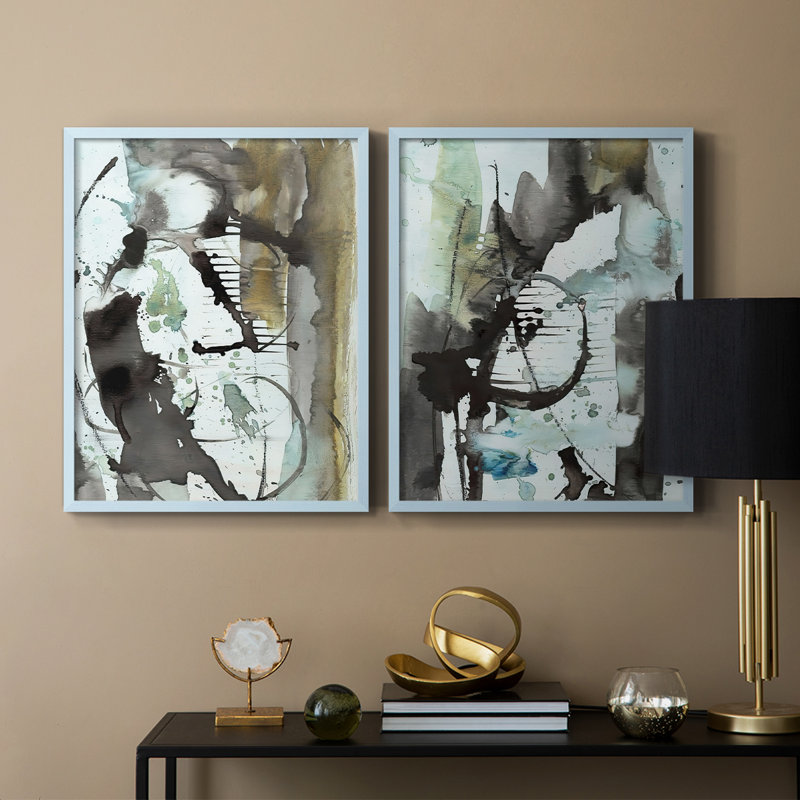 «Lyrical Abstract I», reproduction encadrée de qualité supérieure - prête à être accrochée - aucun clou requis - aucun clou requis
