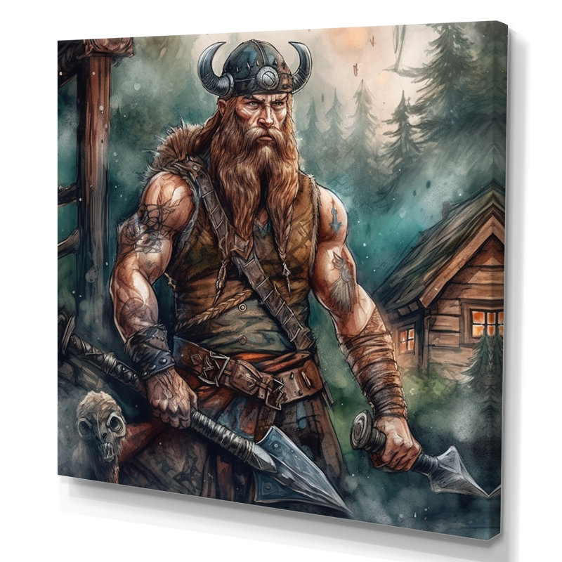 «Viking Strong» sur toile, H 16 po x l 16 po x P 1 po, Toile tendue