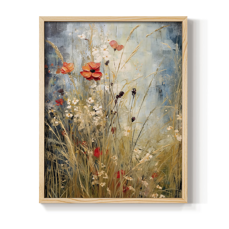 Reproduction encadrée FLORAL Series DCCDXV - bois massif, Naturel, H 15 po x l 12 po