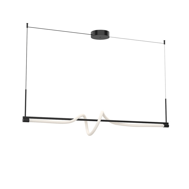 Luminaire suspendu linéaire moderne à 1 lumière pour îlot de cuisine Cursive
