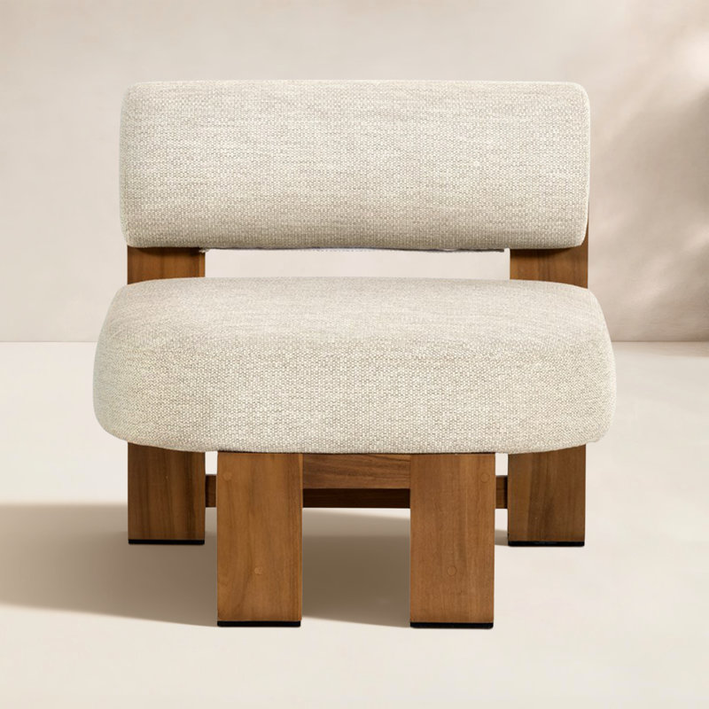 Malta Outdoor Teak Lounge Chair, Natural, Faye Sand